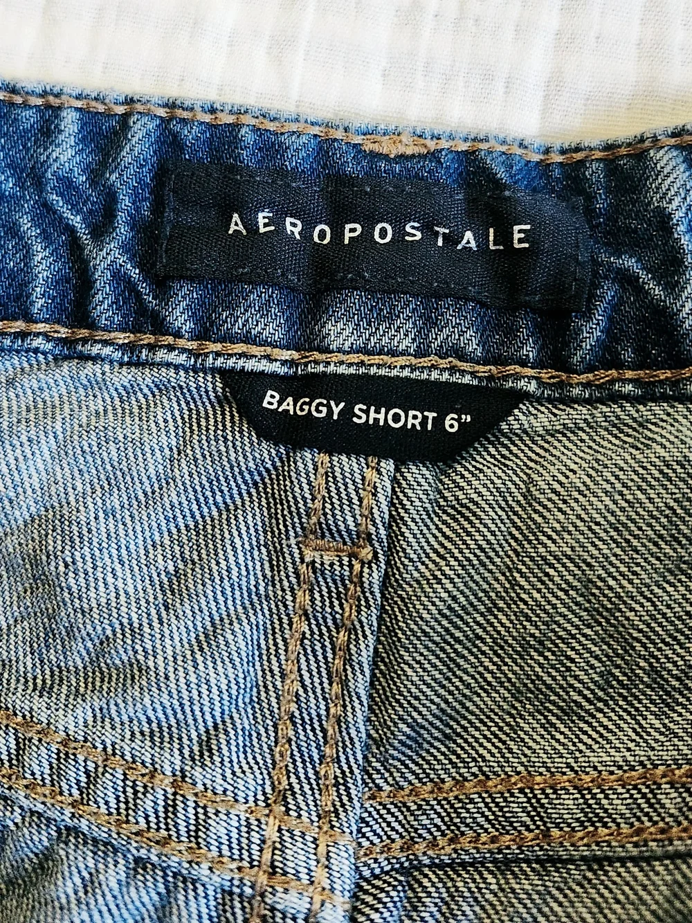 Aeropostale Women’s Frayed Hem Baggy Denim Shorts - Blue